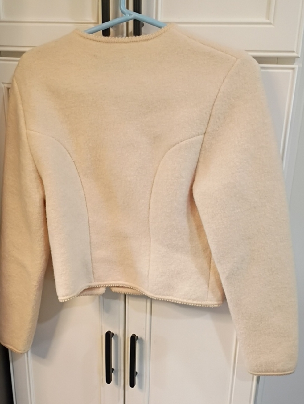 Geiger Cream Boiled Wool Button Front Cropped Jacket - Picture 6 of 7
